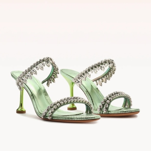 Alexandre Birman KARINA 85 MINT Green Heeled Sandals with Crystals ‎ 36/6 - Picture 1 of 12